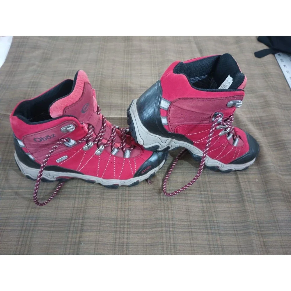 New Oboz Sypes Mid Leather B-Dry Waterproof Hiking Boot Womens  Burgundy Sz 6.5